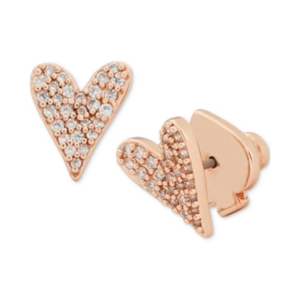 Kate Spade New York Sweetheart Studs Earrings (Clear/Rose Gold) NWT